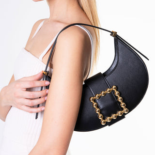 Black Cindy Moon Golden Buckle Bag